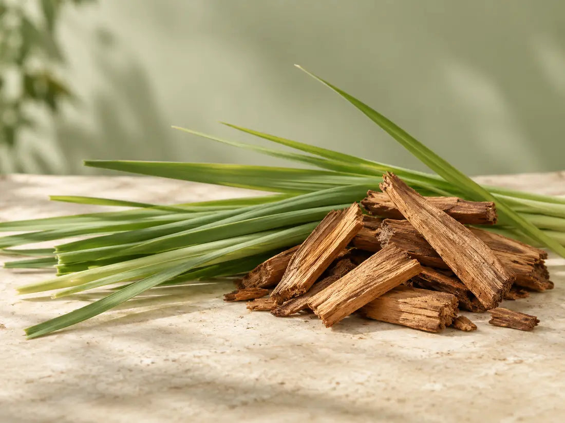 Lemongrass leaves, rosemary and amyris wood